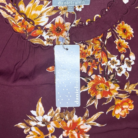 Daniel Rainn Burgundy Floral Blouse | Size PXS | NWT - Picture 10 of 13